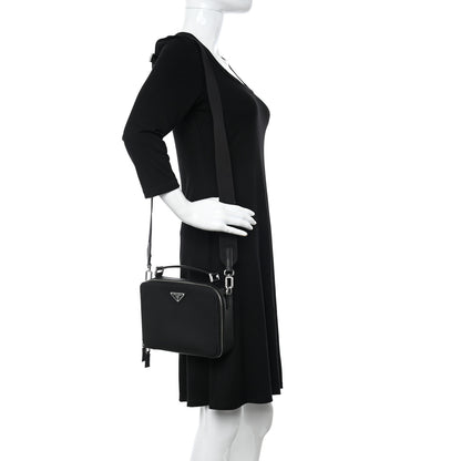 Prada Saffiano Travel Medium Brique Crossbody Bag Black 2 of 12