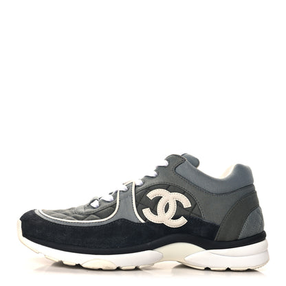 Chanel Fabric Suede Calfskin Quilted CC Sneakers 41 Dark Grey 1 of 9