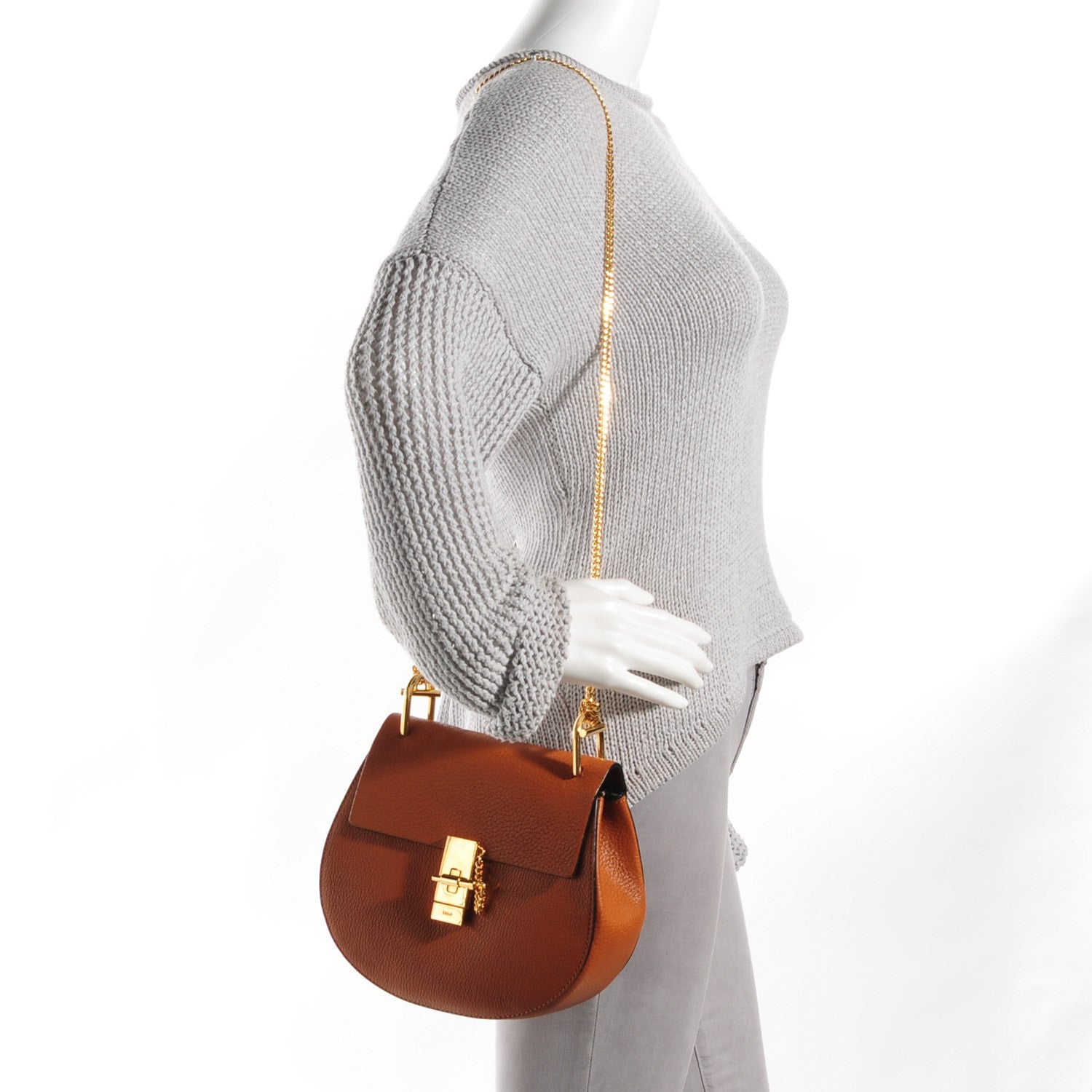 Chloe Grained Lambskin Drew Shoulder Bag Caramel 2 of 9