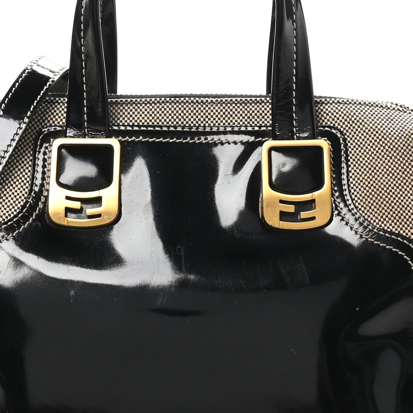 Patent Canvas Small Chameleon Tote Black