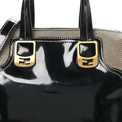 Fendi Patent Canvas Small Chameleon Tote Black 8 of 10