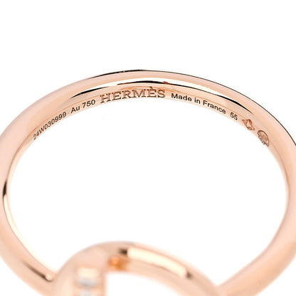 Hermes 18K Rose Gold Diamond PM Echappee Ring 55 7.25 4 of 5