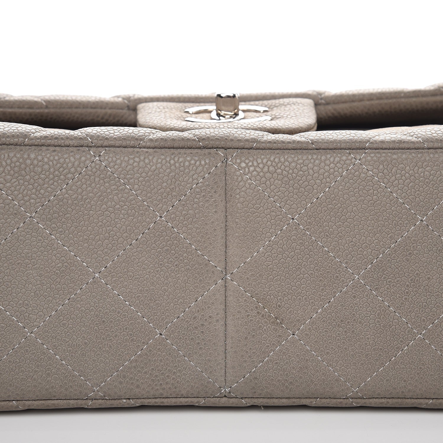 Chanel Iridescent Caviar Quilted Jumbo Double Flap Light Grey 9 of 11