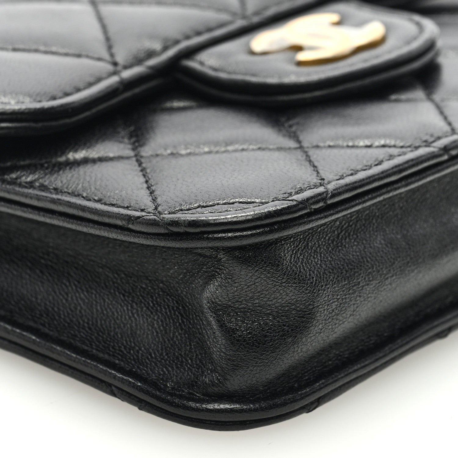 Chanel Lambskin Quilted Top Handle Flap Coin Purse With Chain Black 8 of 10