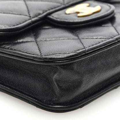 Chanel Lambskin Quilted Top Handle Flap Coin Purse With Chain Black 8 of 10