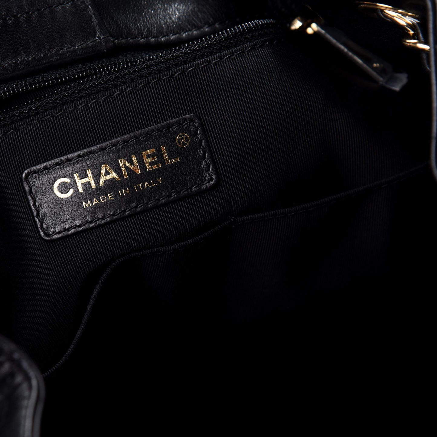 Lambskin Quilted Large Drawstring Bag Black