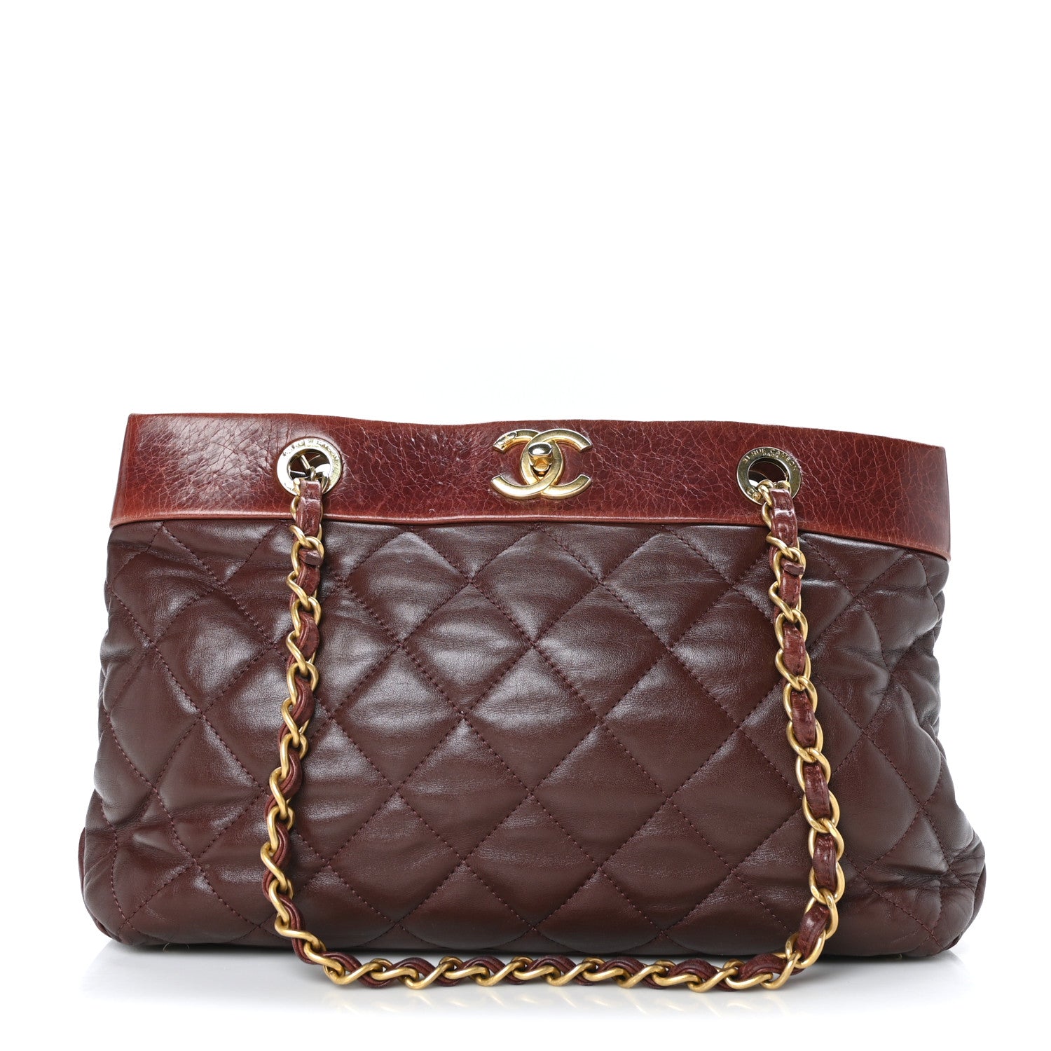 Chanel Calfskin Quilted Medium Soft Elegance Tote Burgundy 1 of 11