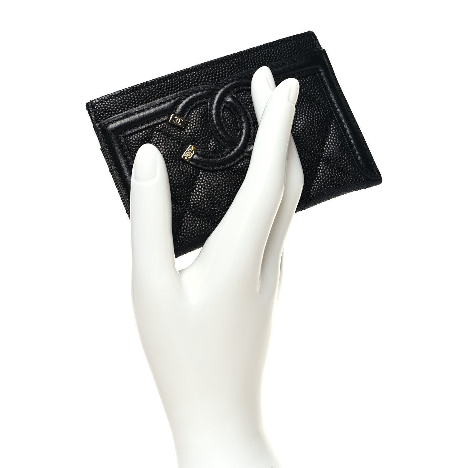 Chanel Caviar Quilted Filigree Card Holder Black 2 of 10
