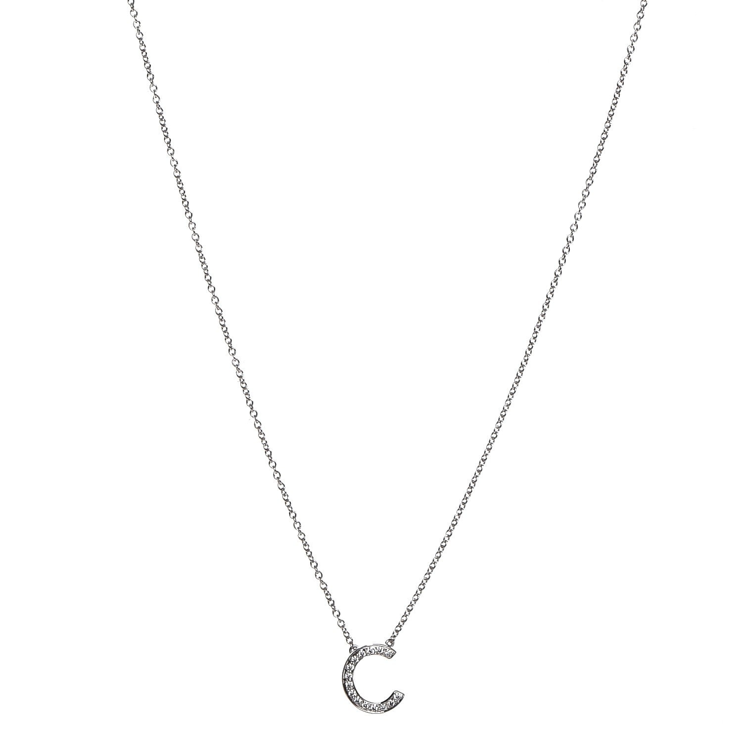 Tiffany Platinum Diamond Letters C Pendant Necklace 1 of 6