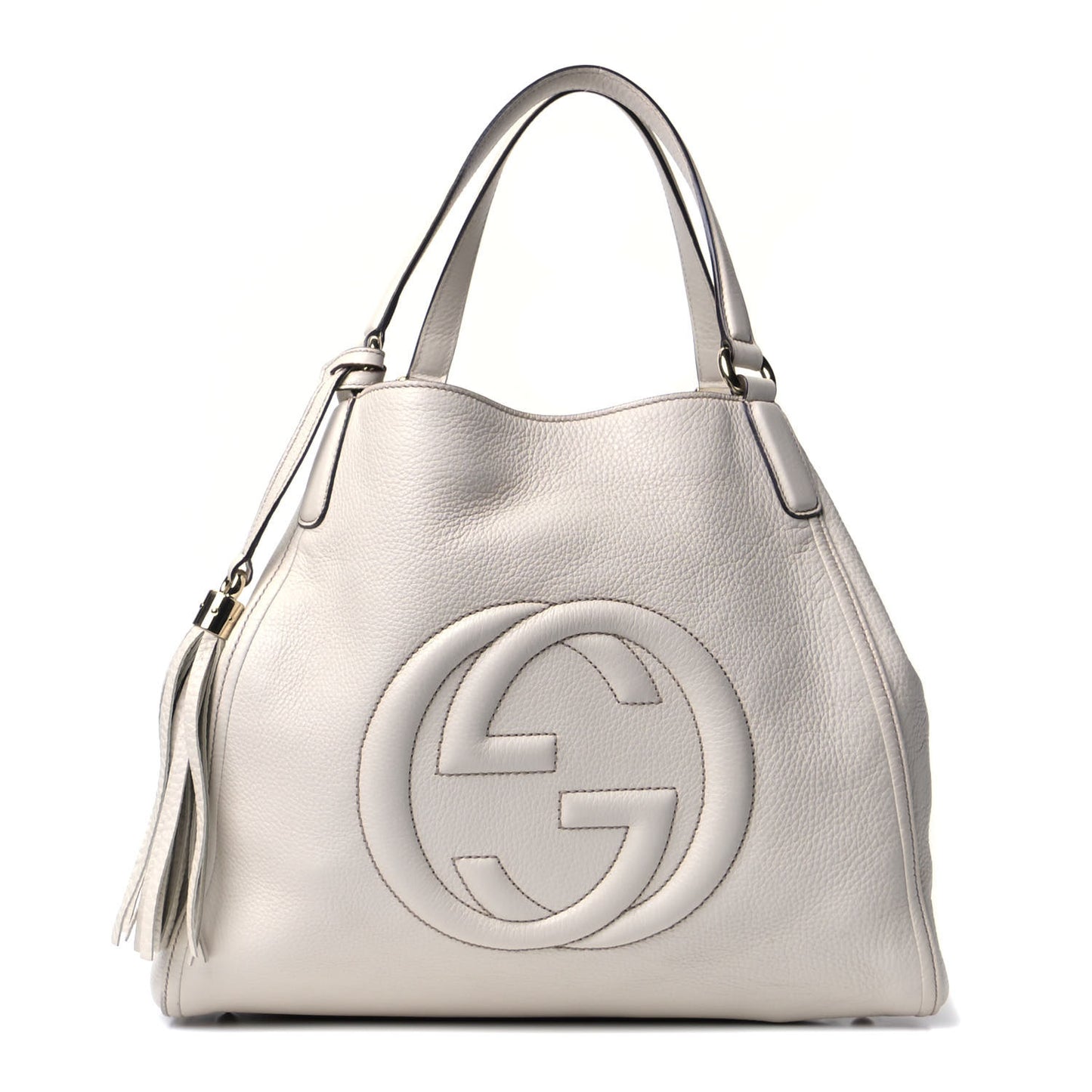 Pebbled Calfskin Medium Soho Shoulder Bag Off White