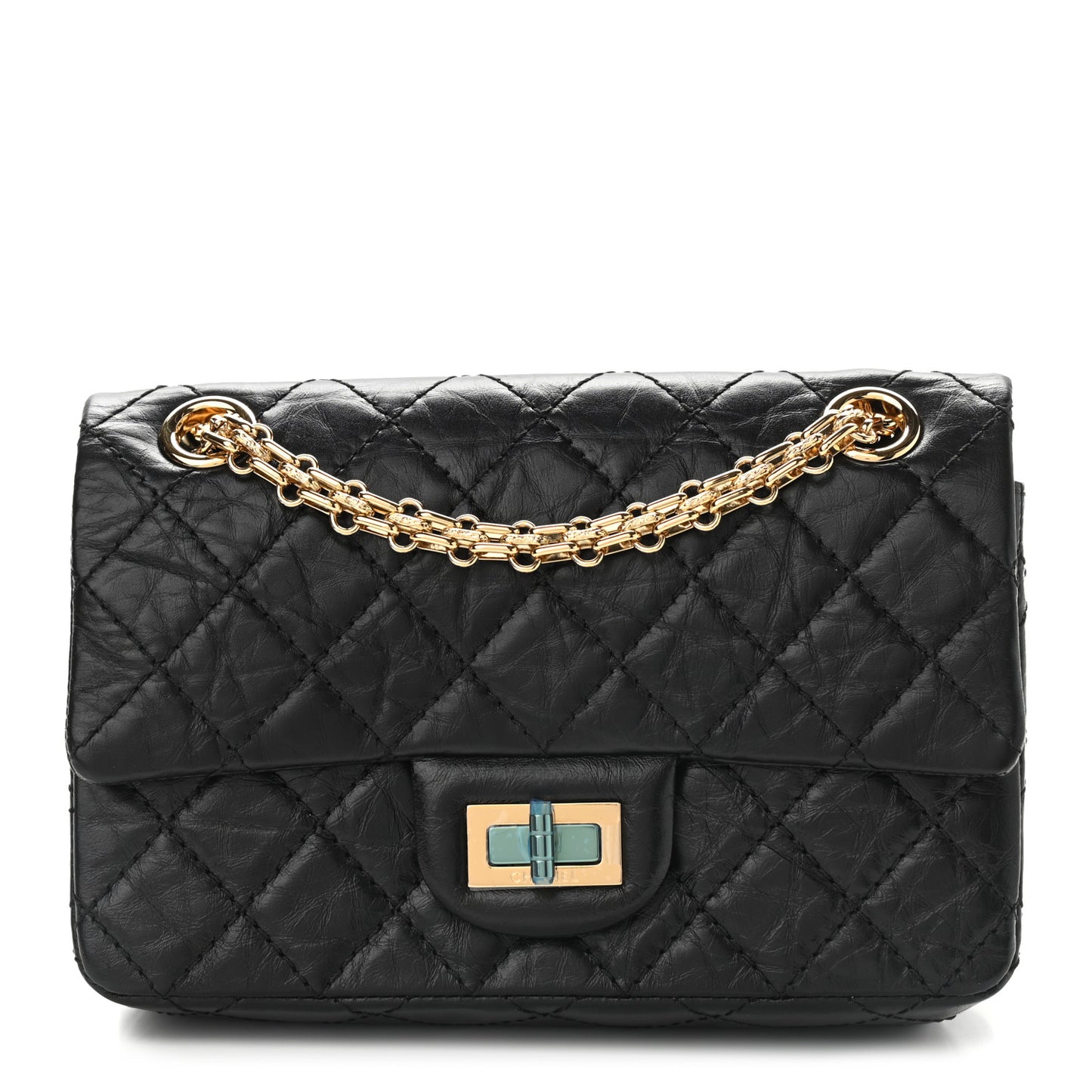 Aged Calfskin Quilted 2.55 Reissue Mini Flap Black