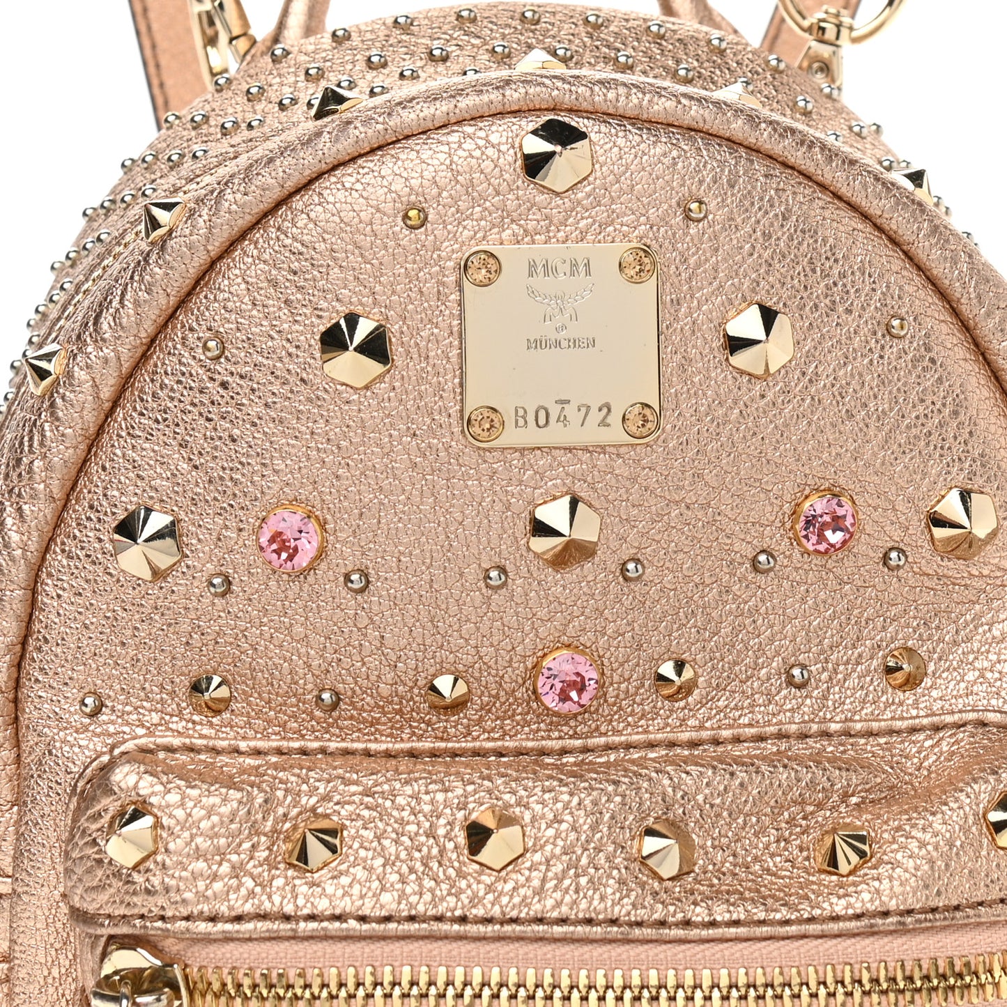 Metallic Calfskin Stud X-Mini Stark Bebe Boo Backpack Champagne Gold
