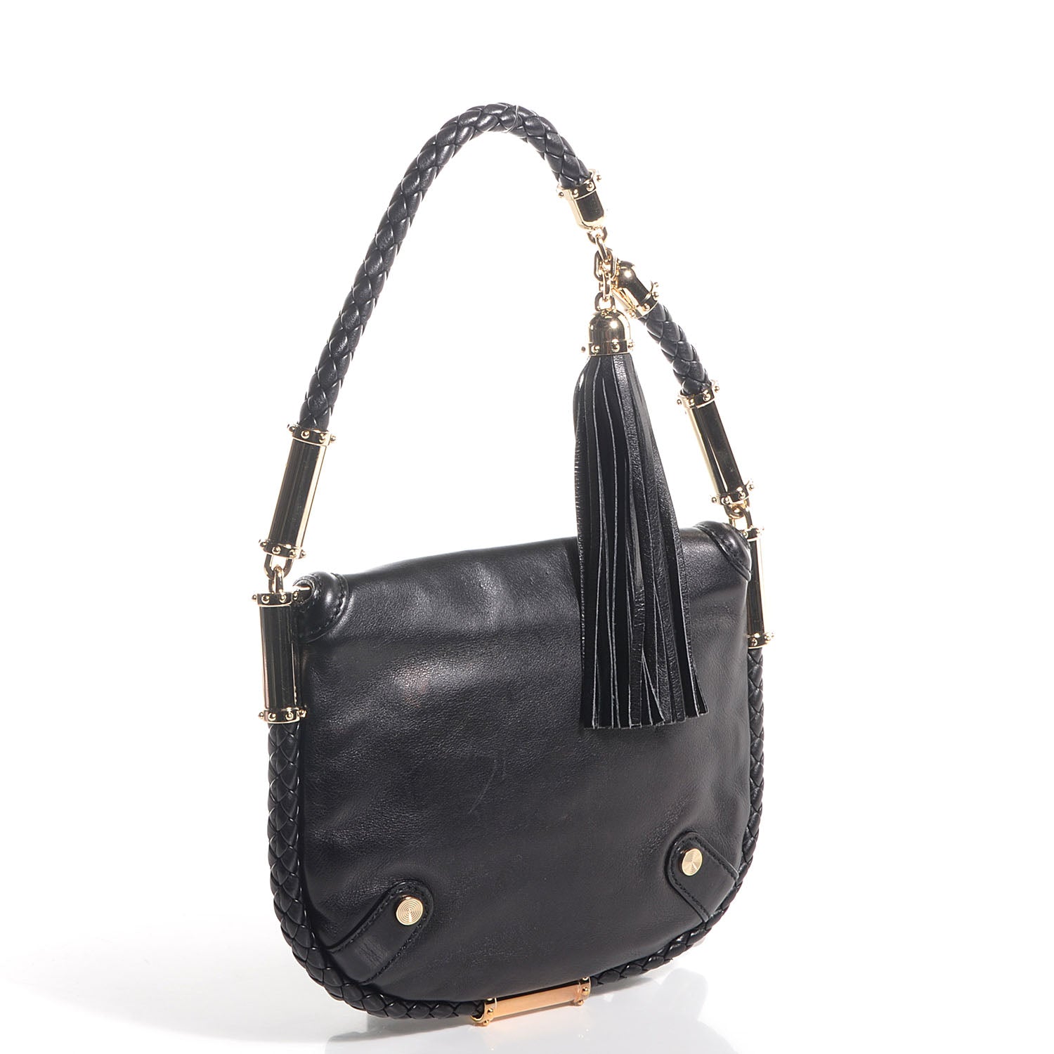 Gucci Leather Small Britt Tassel Shoulder Bag Black 3 of 7