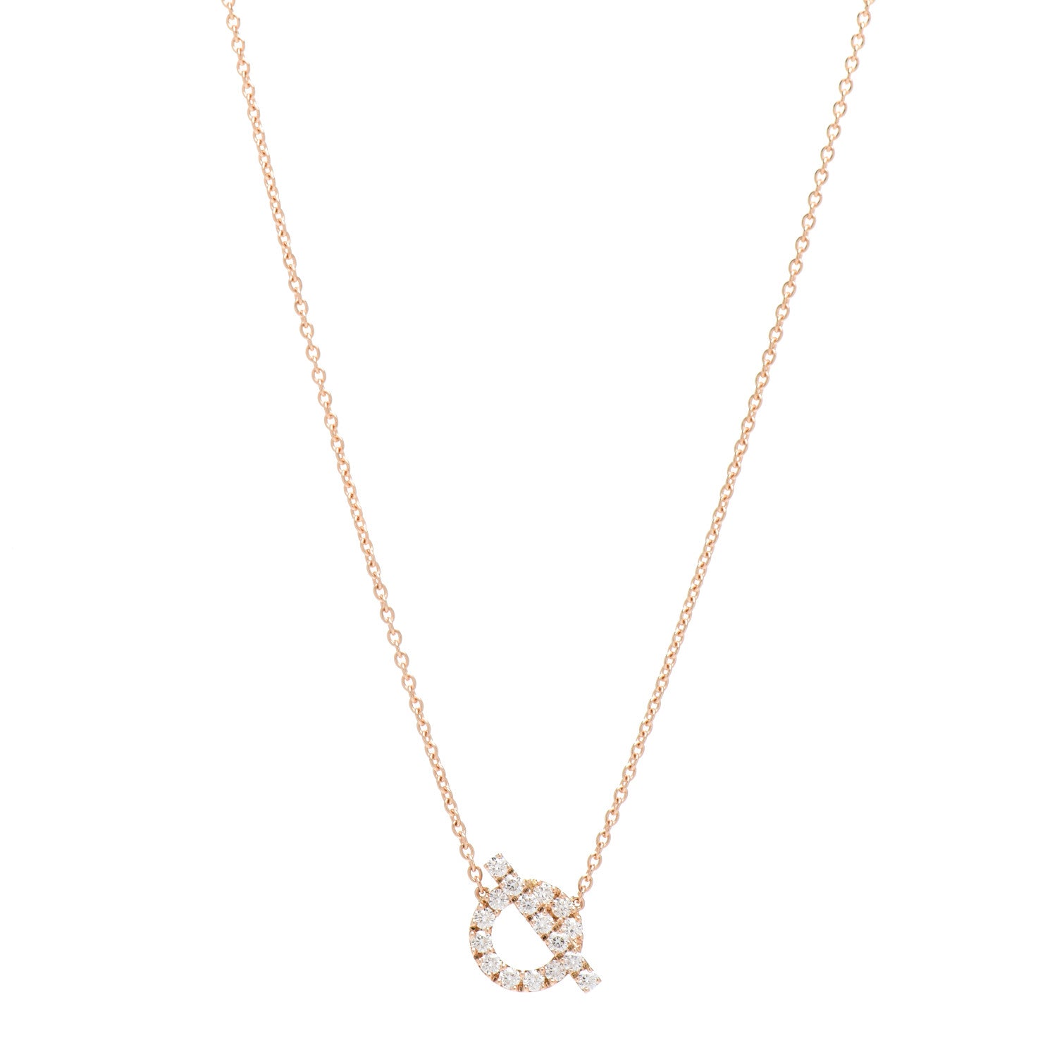 Hermes 18K Rose Gold Diamond Finesse Pendant Necklace 1 of 6