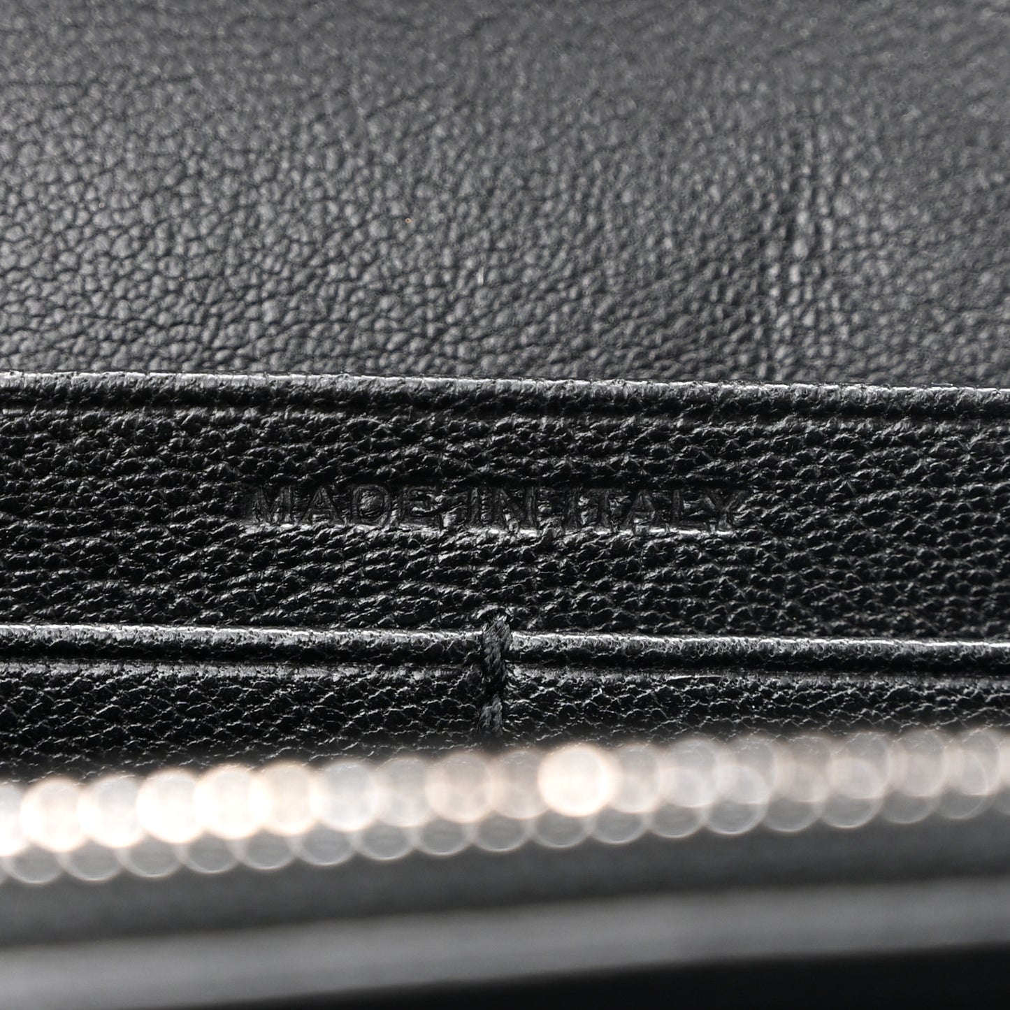 Sheepskin Tri-Quilt Monogram Envelope Chain Wallet Black