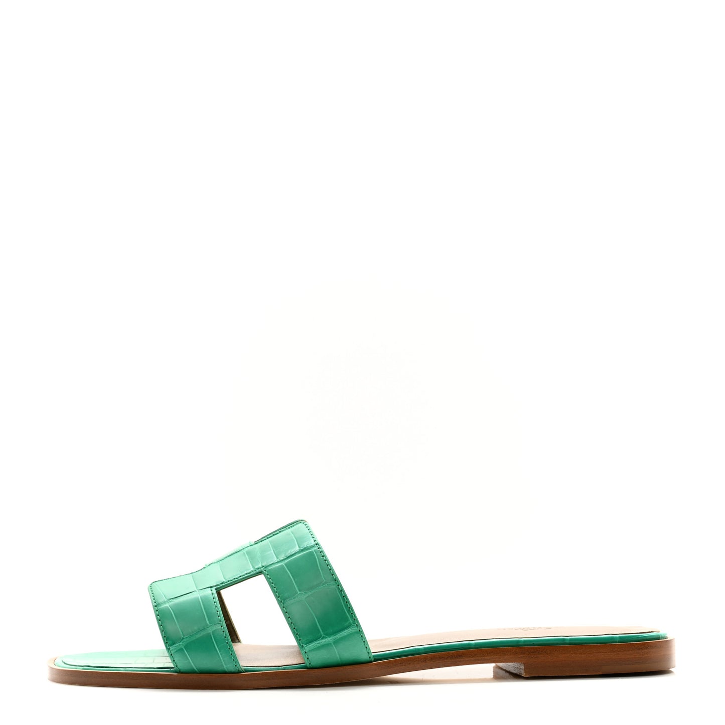 Shiny Alligator Oran Sandals 41 Vert Jade