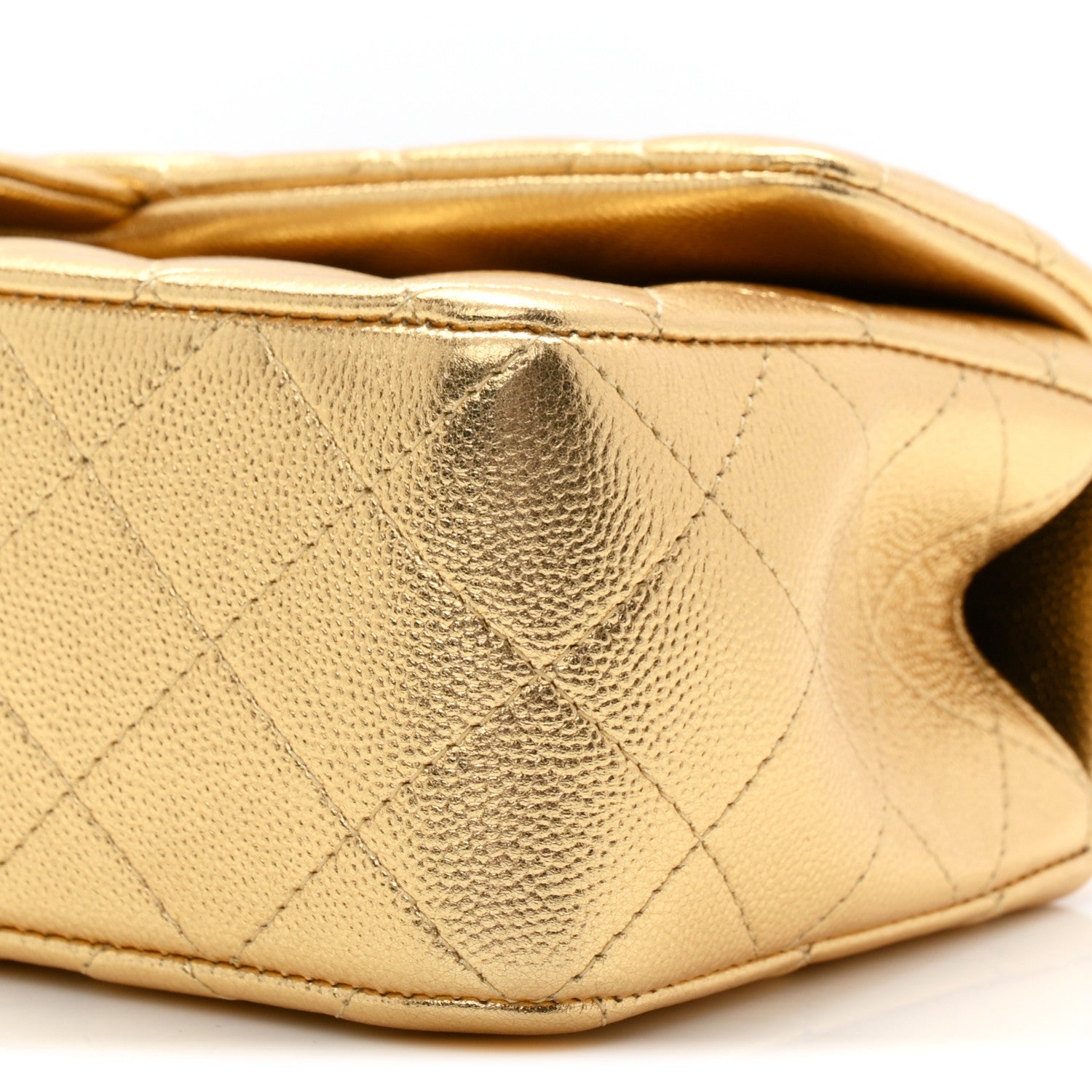 Chanel Metallic Caviar Quilted Top Handle East West Flap Gold 10 of 11