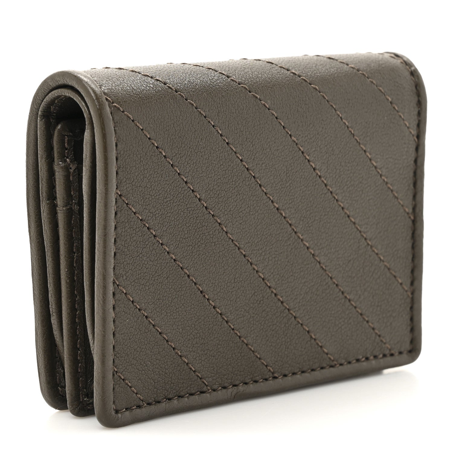 Gucci Sakai Be Green Calfskin Diagonal Stitched Blondie Card Case Wallet Craclet Brown 3 of 7