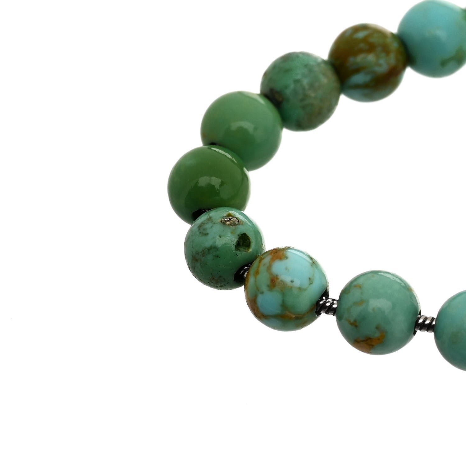David Yurman Sterling Silver Turquoise 4mm Spiritual Beads Bracelet 5 of 6