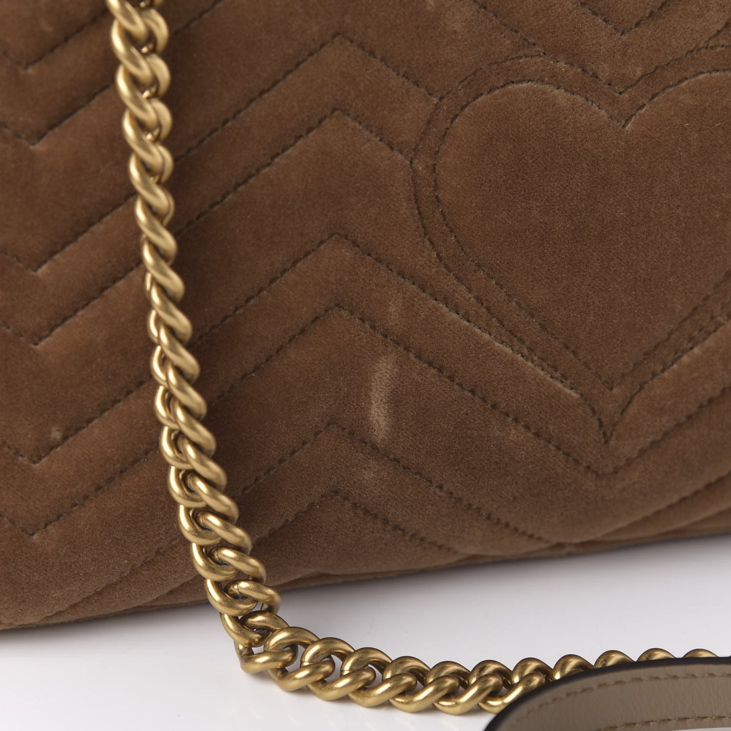 Velvet Matelasse Medium GG Marmont Shoulder Bag Taupe