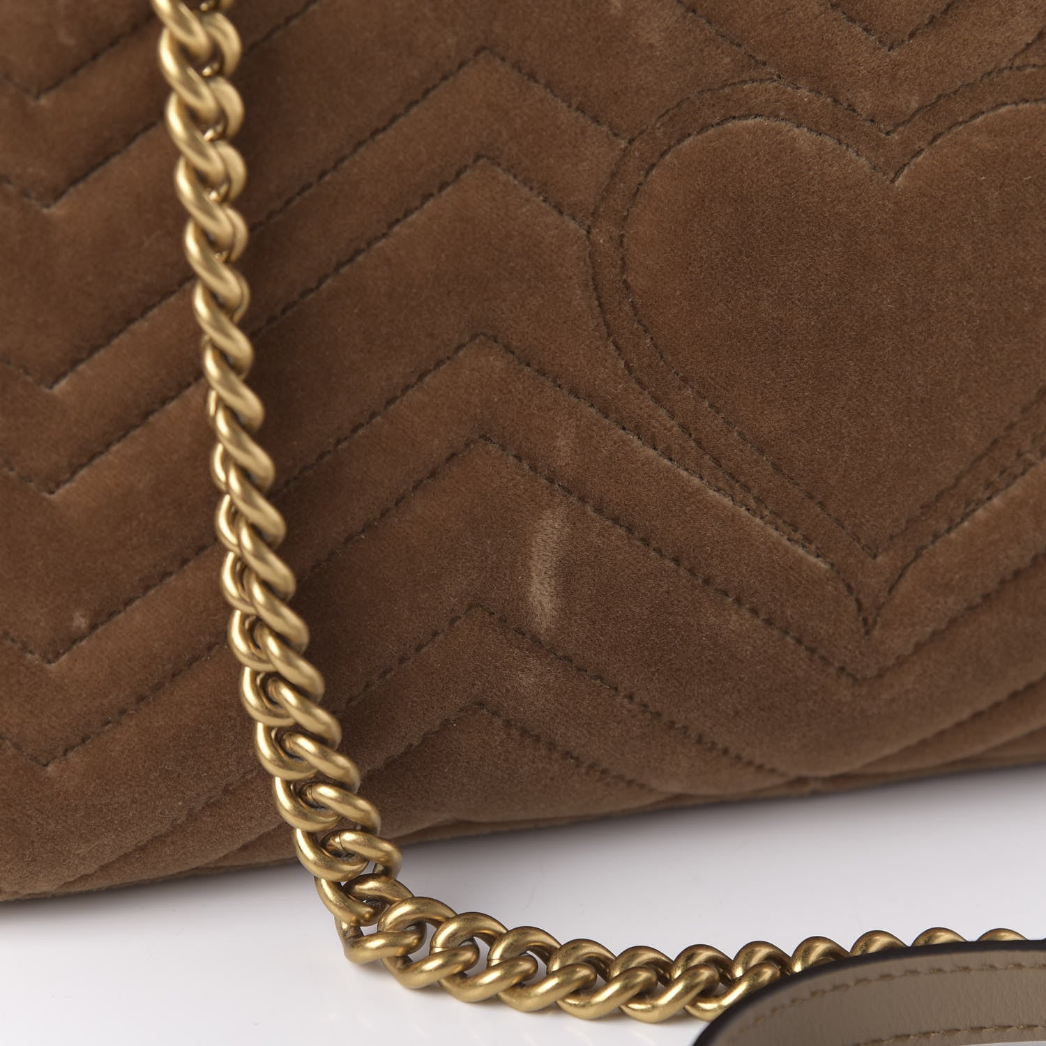 Gucci Velvet Matelasse Medium GG Marmont Shoulder Bag Taupe 12 of 13