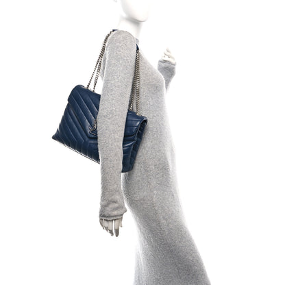 Saint Laurent Calfskin Y Quilted Monogram Medium Loulou Chain Satchel Medium Blue 2 of 11