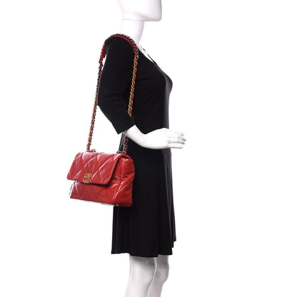 Chanel Lambskin Quilted Large 19 Flap Red 2 of 12