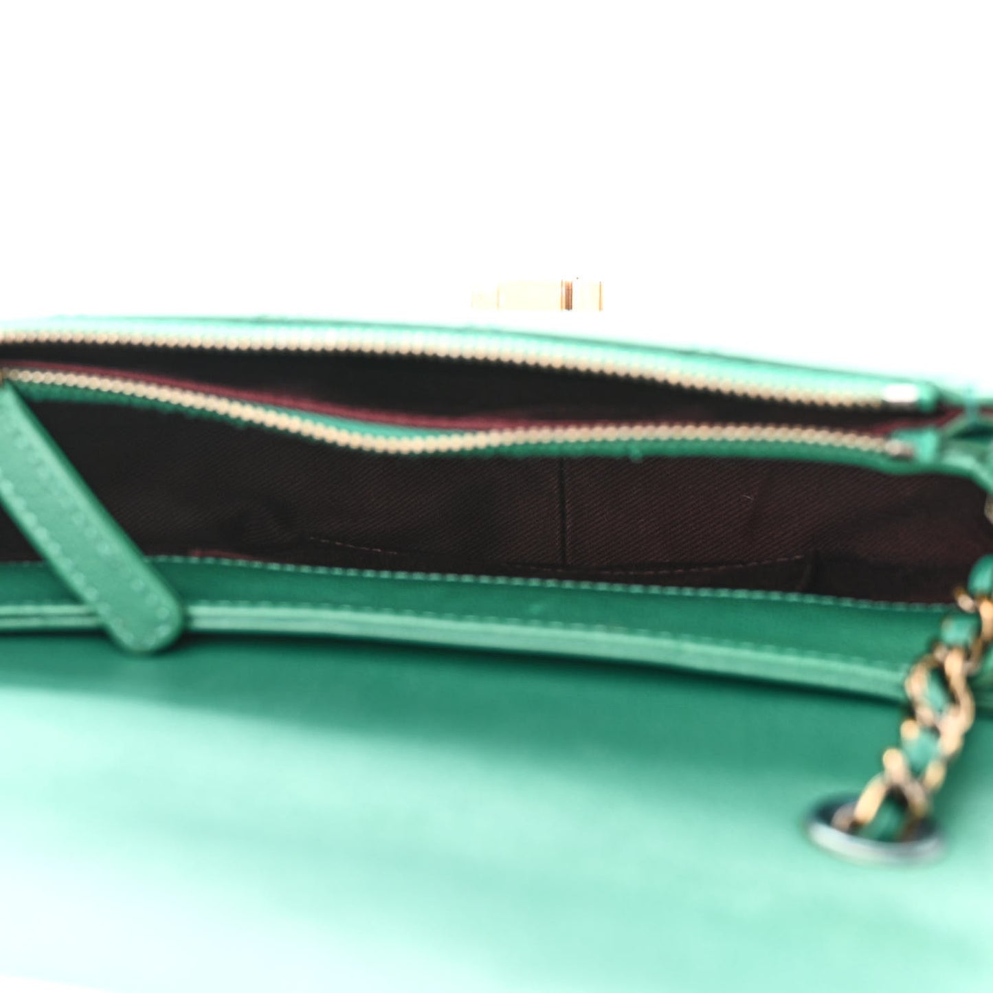 Shiny Calfskin Goatskin Quilted Small Coco Curve Messenger Flap Green