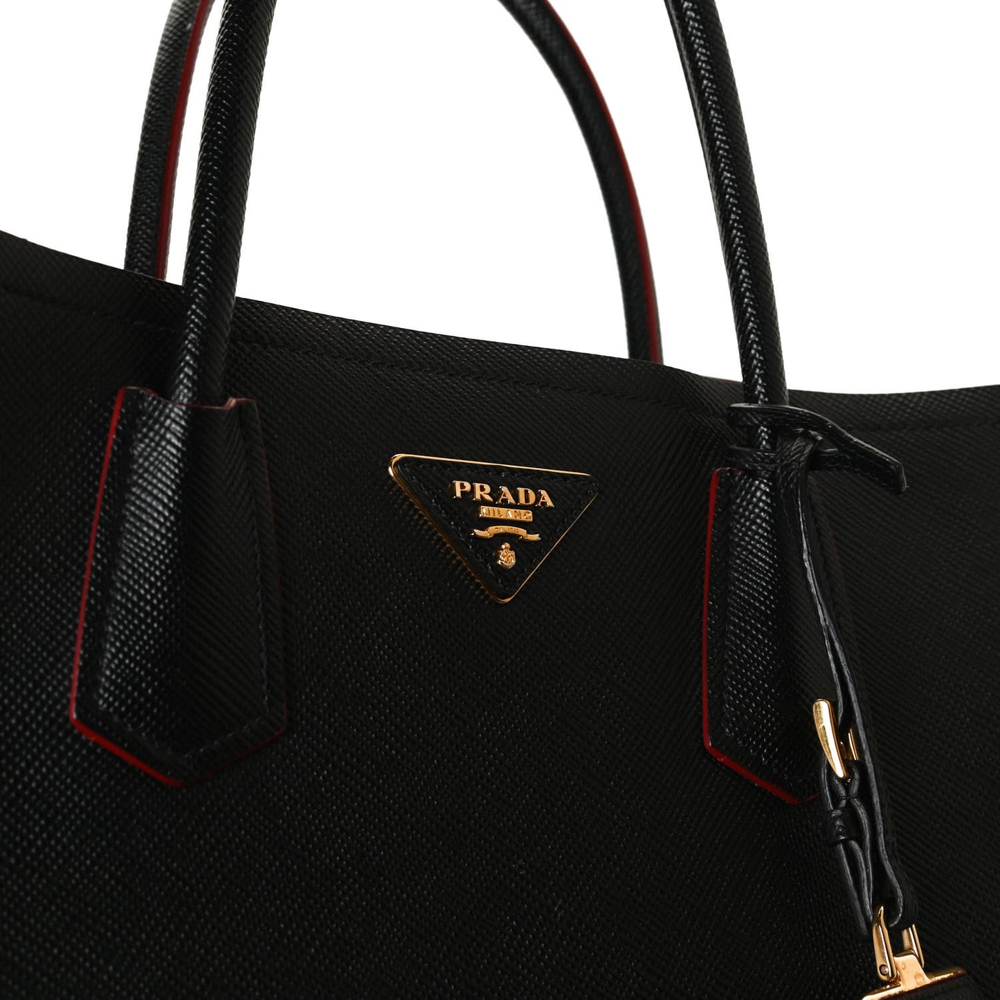 Saffiano Cuir Medium Double Bag Black Fuoco
