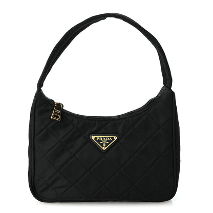 Prada Tessuto Nylon Stitched Shoulder Bag Black 1 of 12
