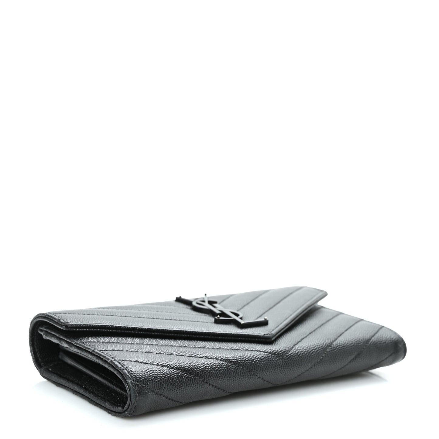 Grain De Poudre Matelasse Chevron Monogram Flap Wallet Black