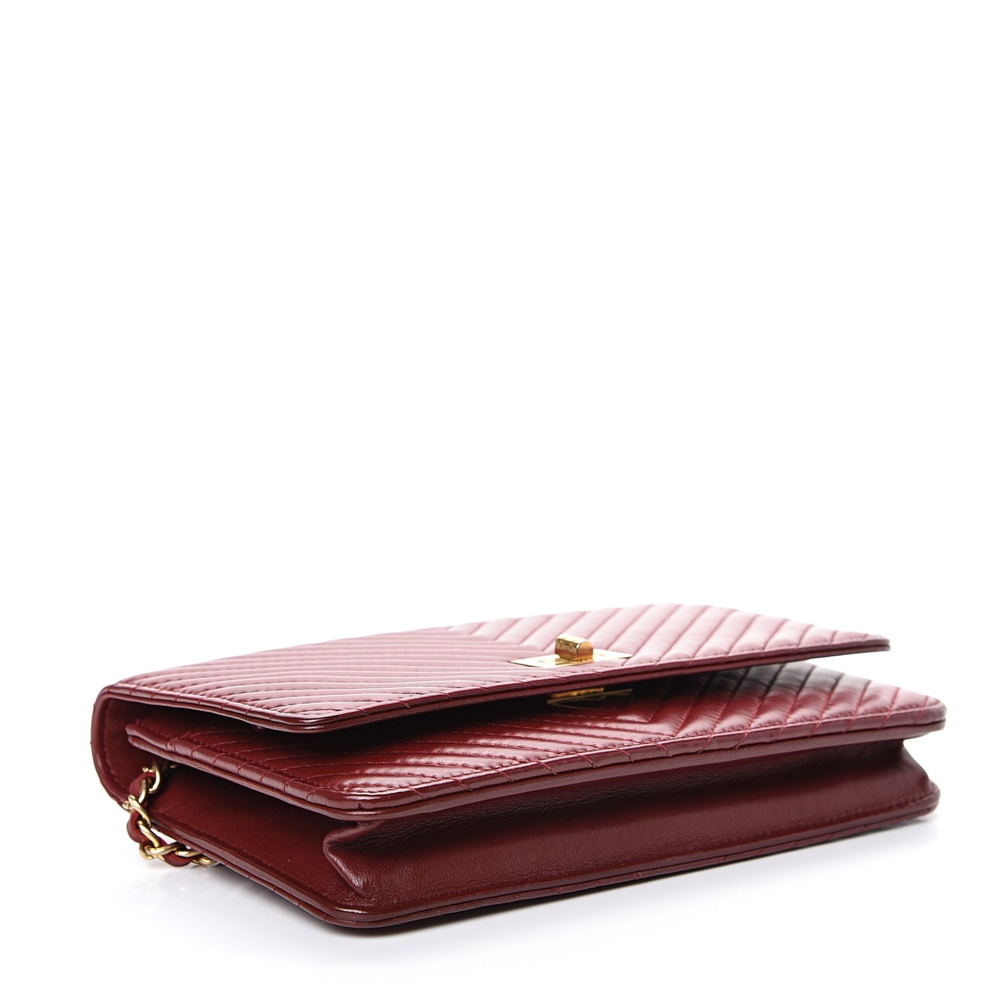 Aged Calfskin Chevron Quilted Reissue Wallet On Chain WOC Red