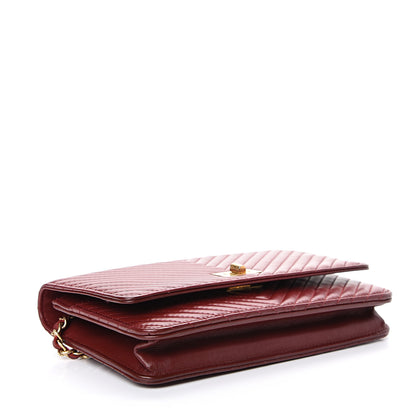 Chanel Aged Calfskin Chevron Quilted Reissue Wallet On Chain WOC Red 3 of 12