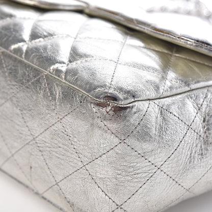 Chanel Metallic Aged Calfskin Quilted Jumbo Single Flap Silver 16 of 23