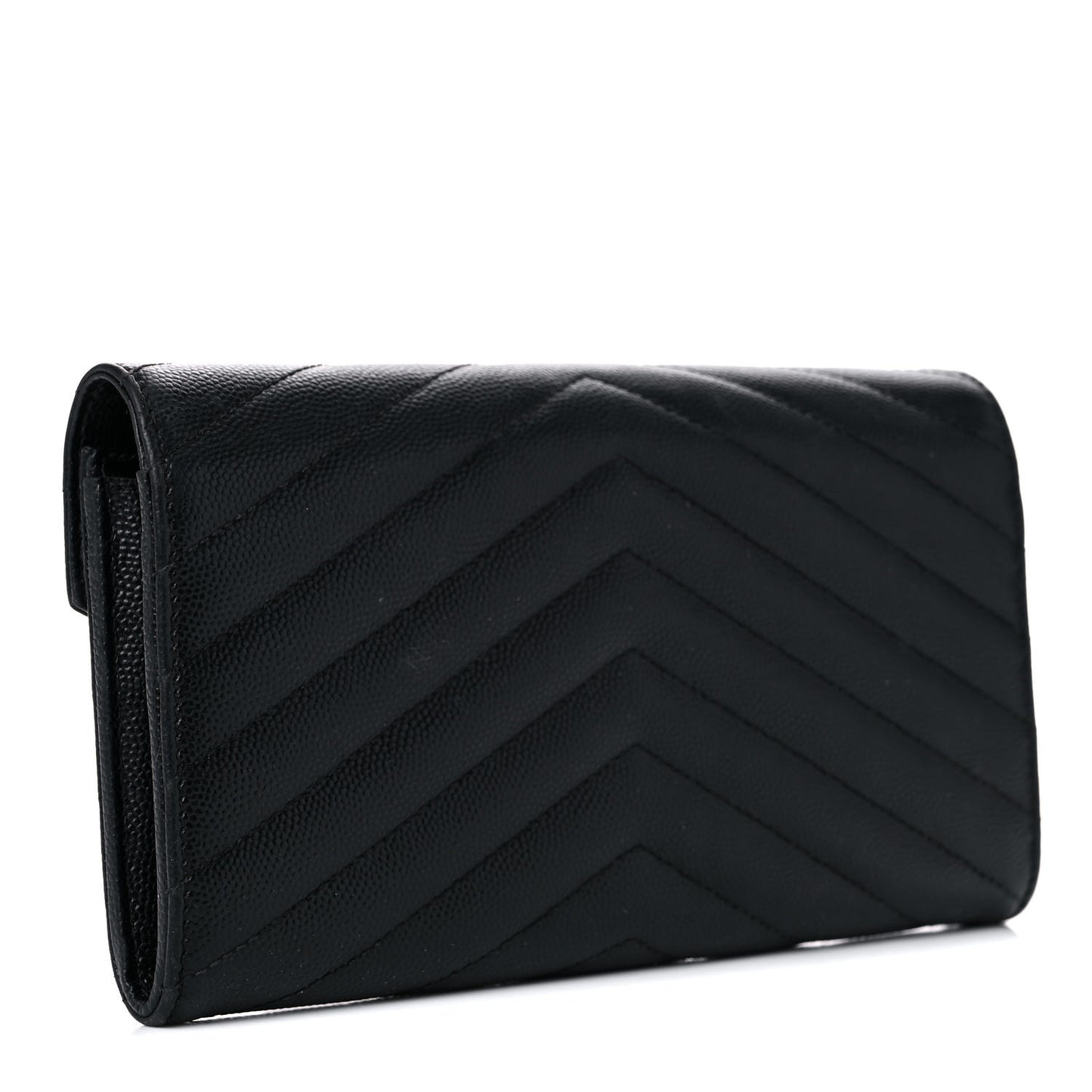 Grain De Poudre Matelasse Chevron Monogram Flap Wallet Black