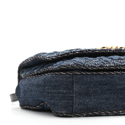 Salvatore Ferragamo Denim Quilted Gancini Small Flap Bag Blue 8 of 9