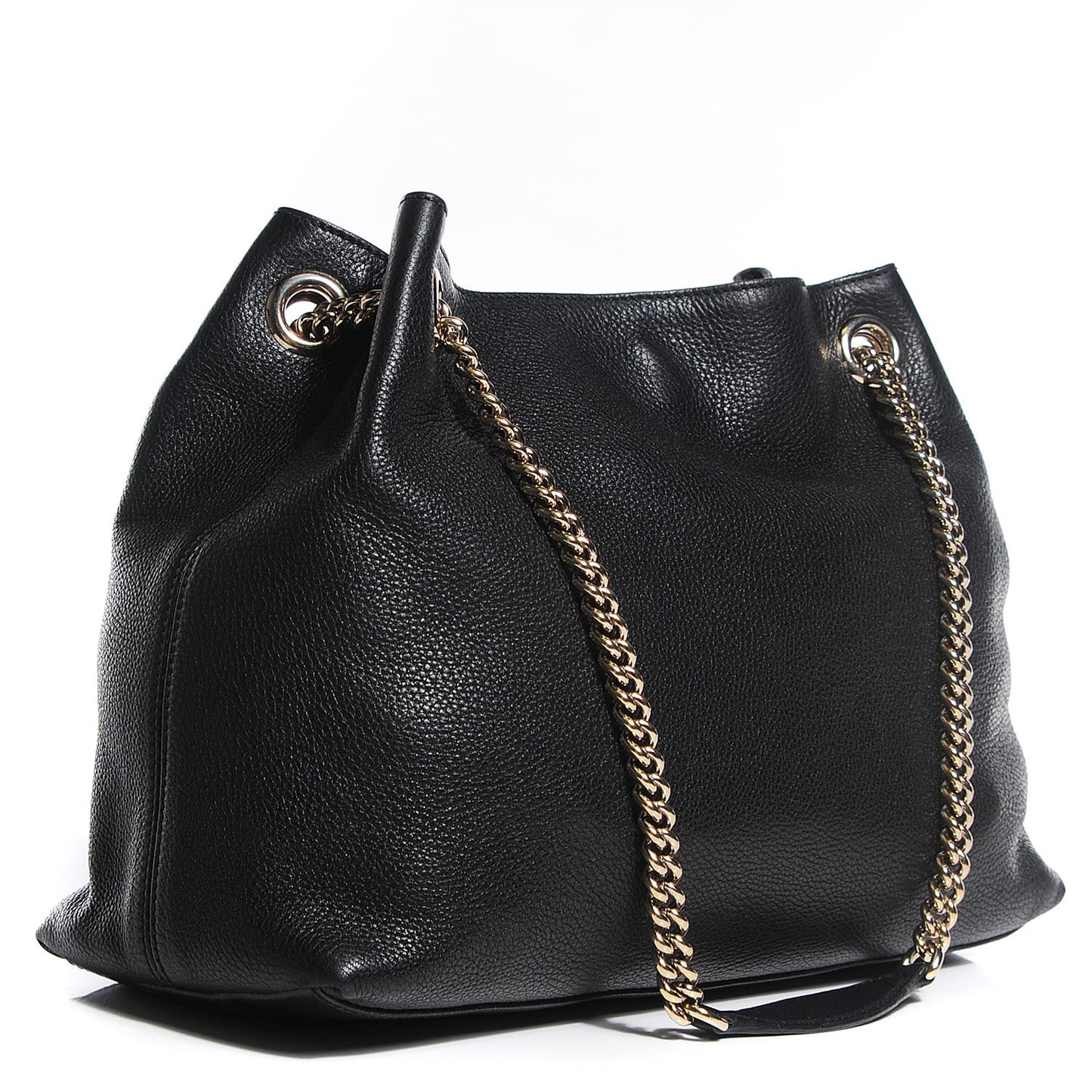Pebbled Calfskin Medium Soho Chain Shoulder Bag Black