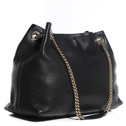 Gucci Pebbled Calfskin Medium Soho Chain Shoulder Bag Black 3 of 9