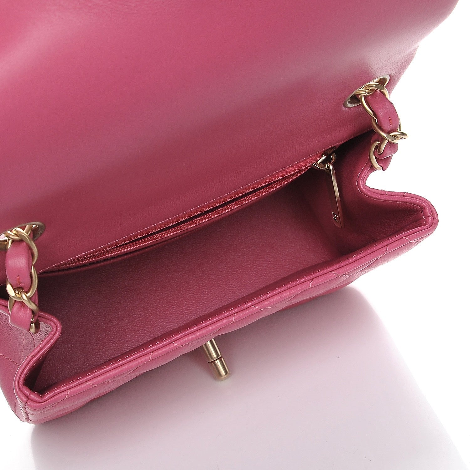 Chanel Lambskin Quilted Mini Square Flap Dark Pink 5 of 7