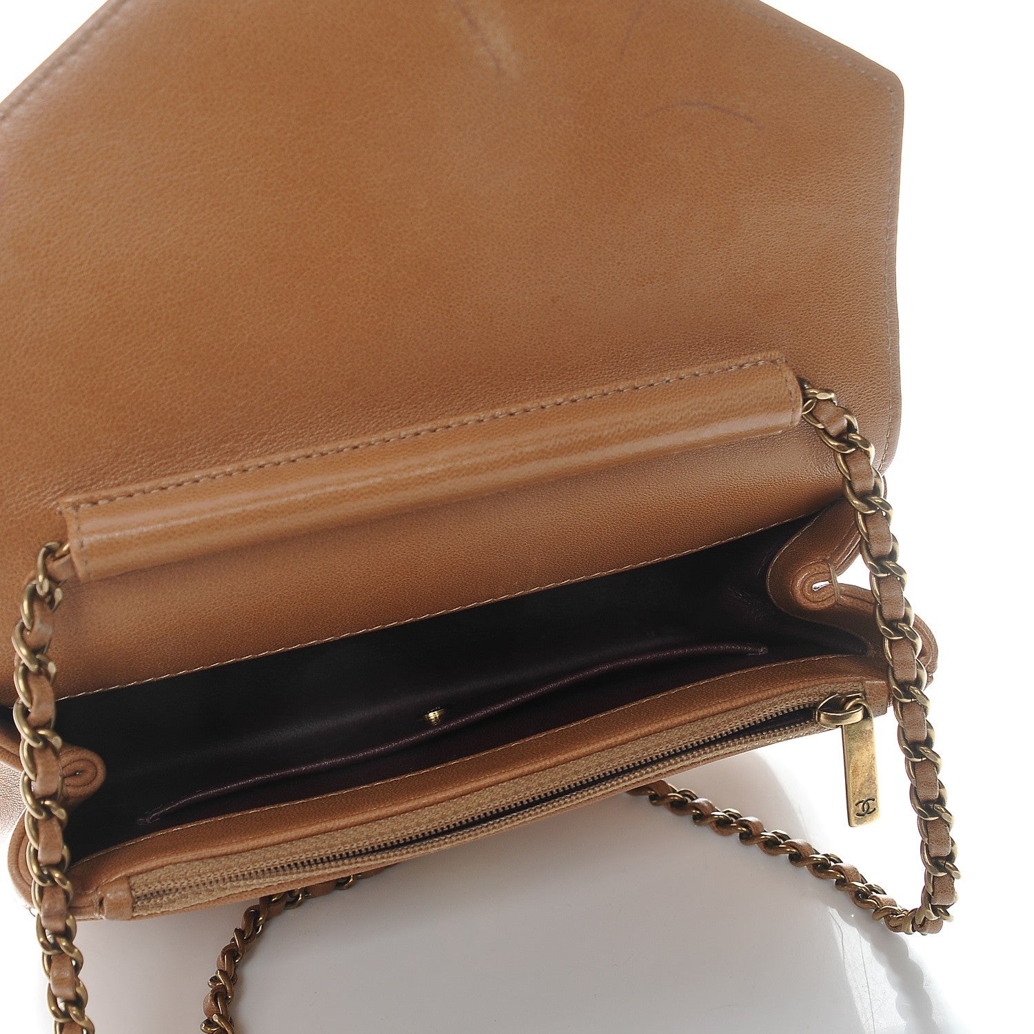 Chanel Lambskin Chevron Mini Coco Envelope Flap Beige 5 of 10