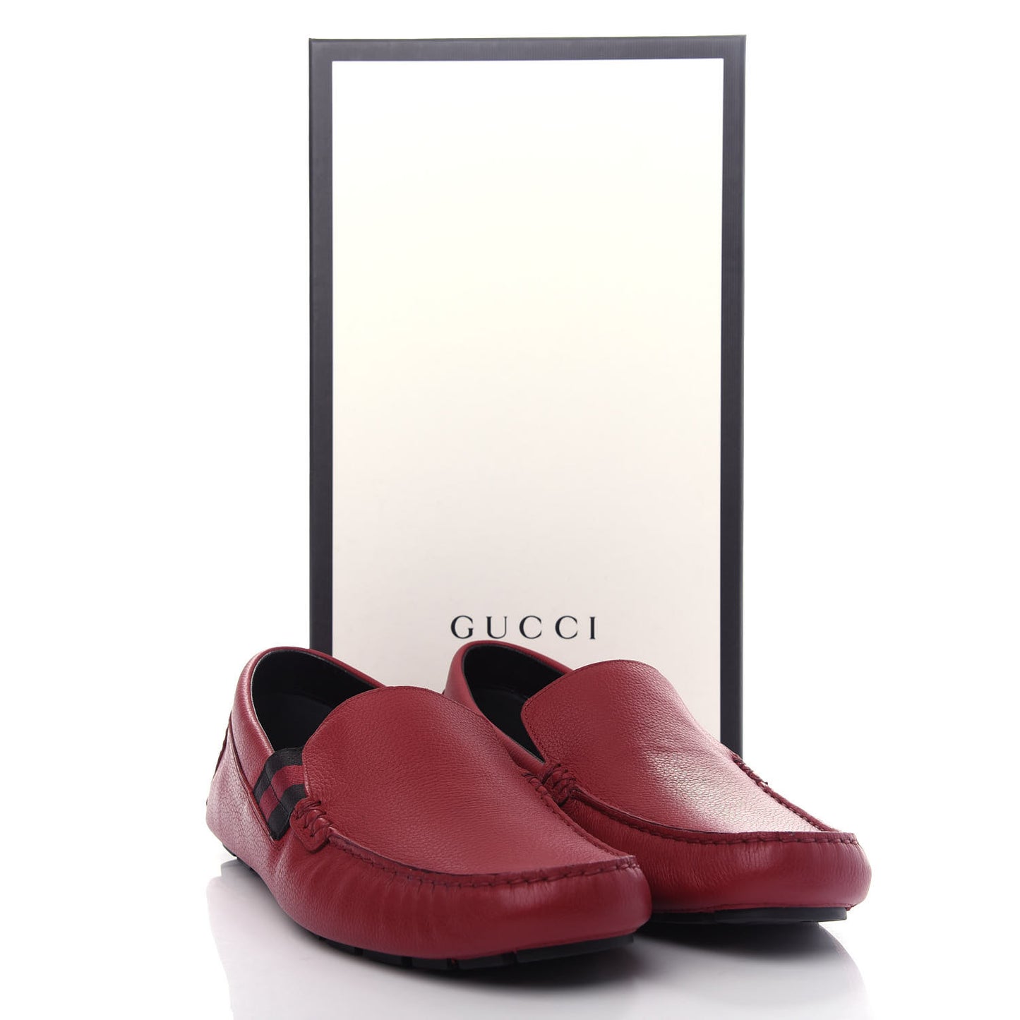 Calfskin Web Mens Driver Loafers 9 Red