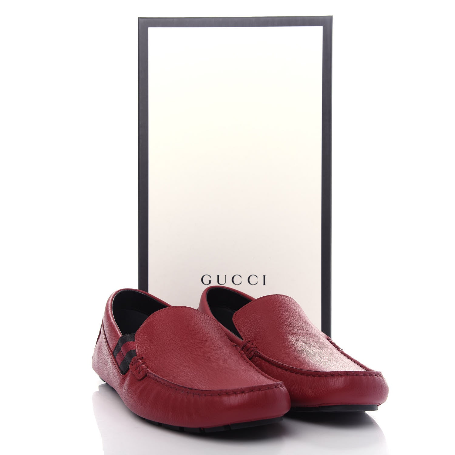 Gucci Calfskin Web Mens Driver Loafers 9 Red 11 of 11