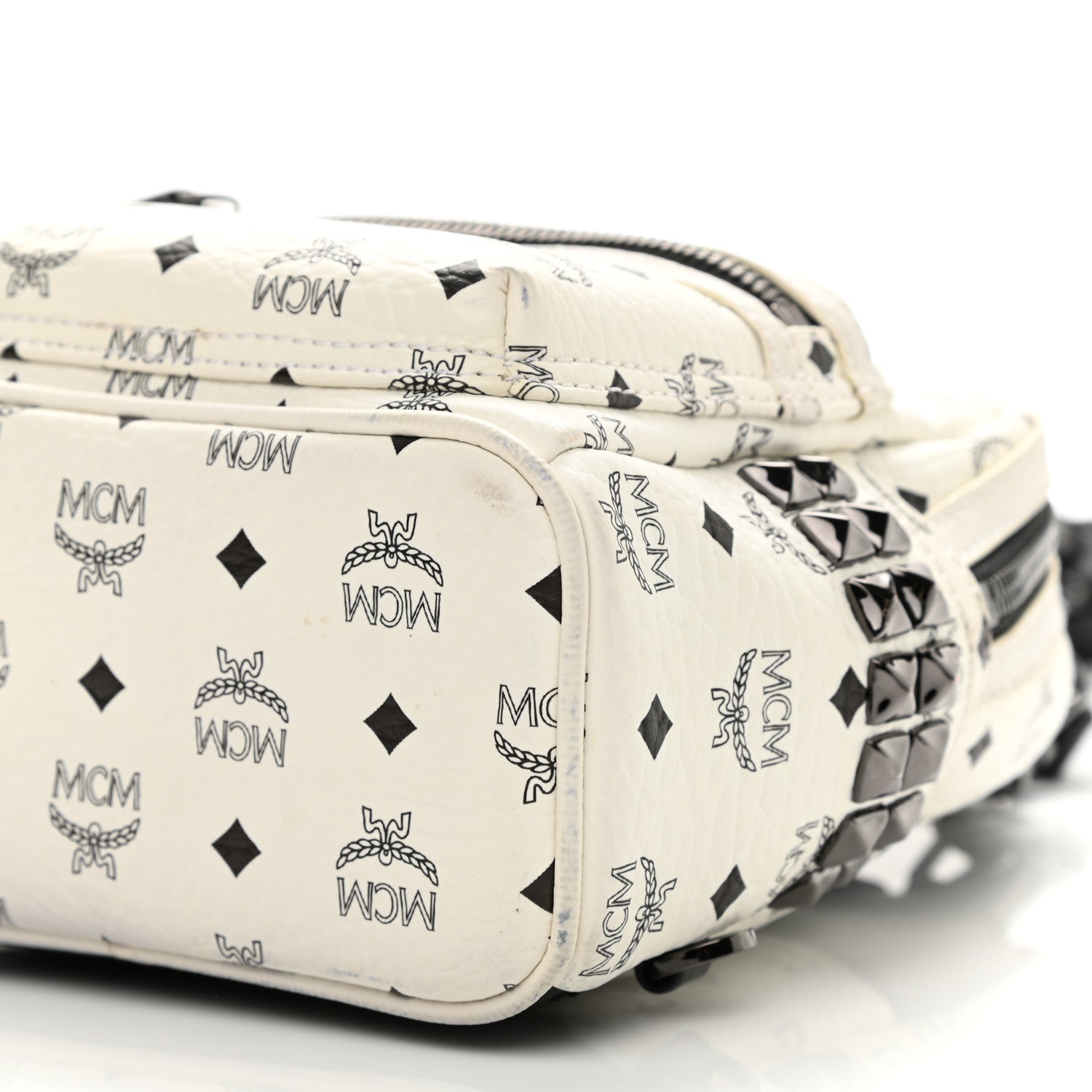 MCM Visetos Side Stud X-Mini Stark Bebe Boo Backpack White 18 of 28