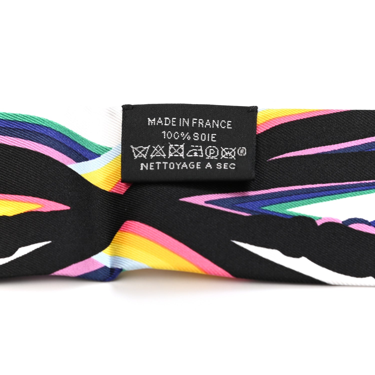Hermes Silk Brides De Gala Shadow Fringed Twilly Black Jaune Multicolor 4 of 5