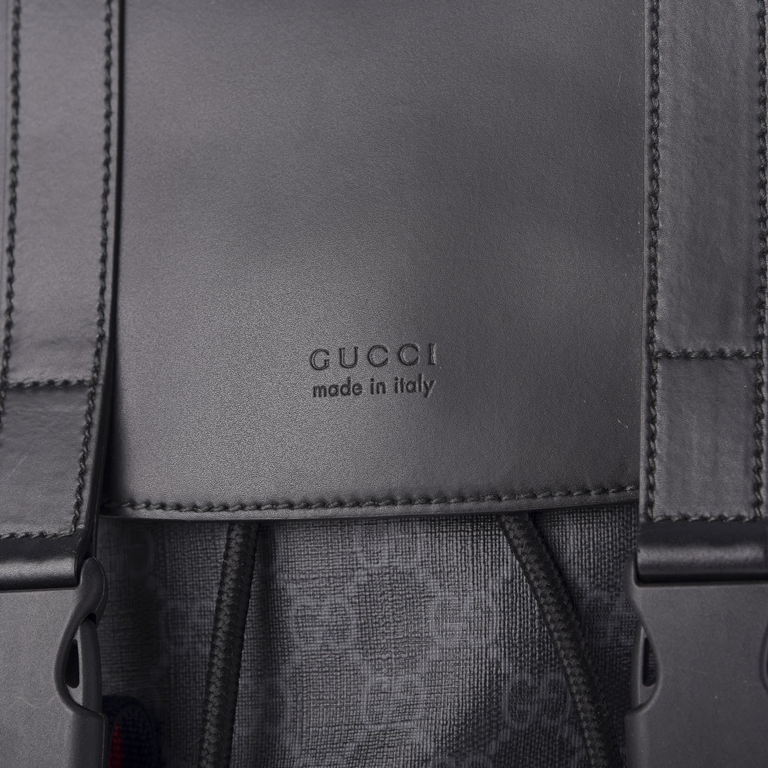 Gucci Soft GG Supreme Monogram Appia Calfskin Web Double Buckle Backpack Black 10 of 10