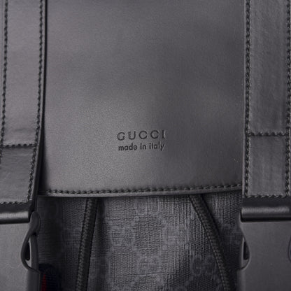 Gucci Soft GG Supreme Monogram Appia Calfskin Web Double Buckle Backpack Black 10 of 10