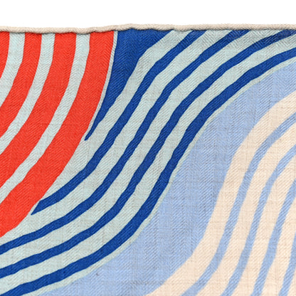 Hermes Cashmere Silk Cheval Vague Giant Pointe Triangle Scarf Bleu Rouge Rose 6 of 6