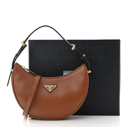 Prada Soft Calfskin Arque Shoulder Bag Cognac 11 of 11