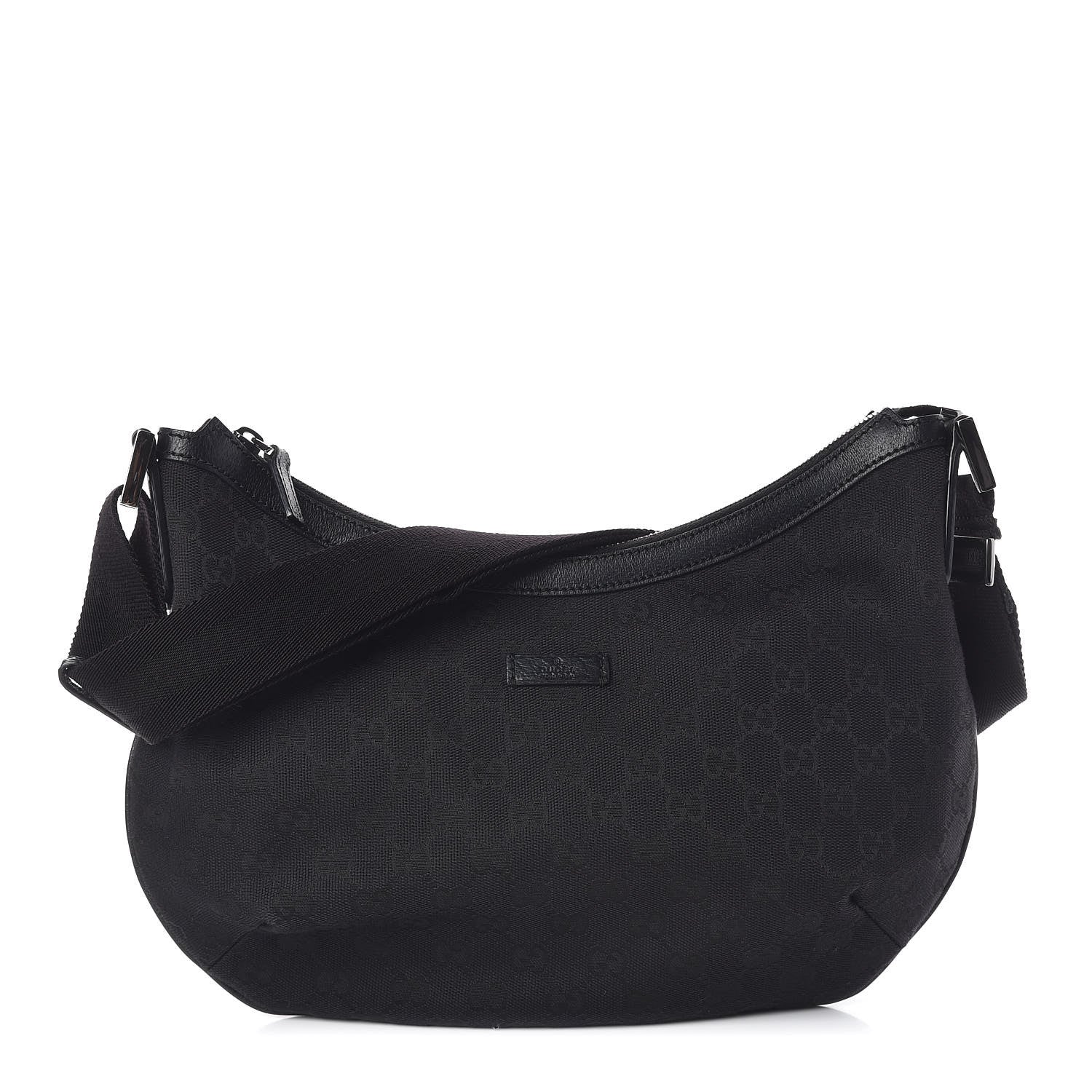 Gucci Monogram Medium Half Moon Hobo Black 1 of 8