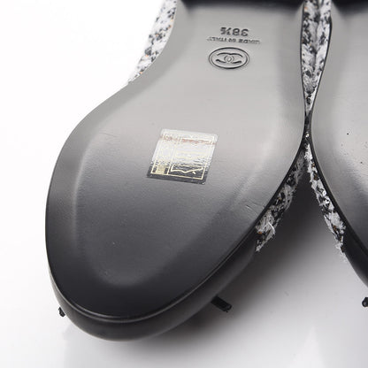 Chanel Tweed Sequin Cap Toe Ballerina Flats 38.5 Black Blue 9 of 11